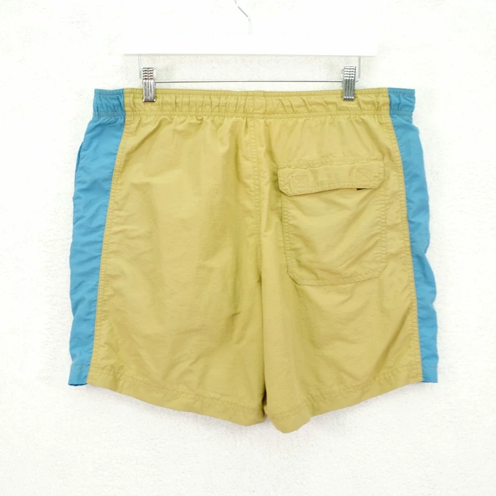 L.L. Bean Tan Blue Men's Swim Trunks Mesh Lined -0XR46  34 / 6- Nylon‎ Mid Rise